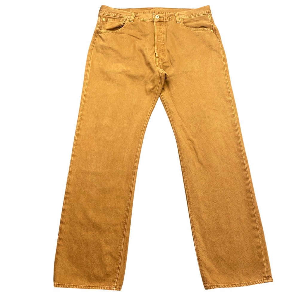 Levis 501 93 Straight Leg Jeans Mens Sz 36 Brown Ochre Cotton Denim 79830-0211